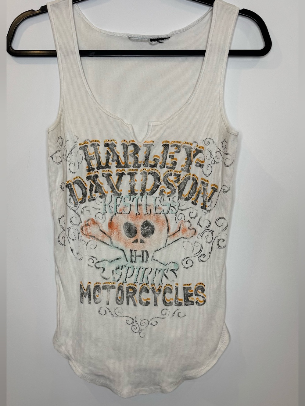 Harley-Davidson Women's Tank Top, Embellished Skull & Crossbones Tank 96010-15V